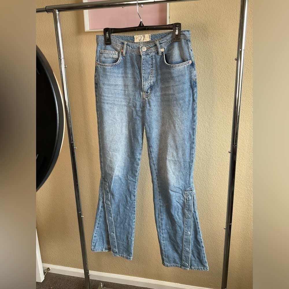 We The Free Womens Wide Leg Flares‎ W/Buttons Denim Jeans Size 27